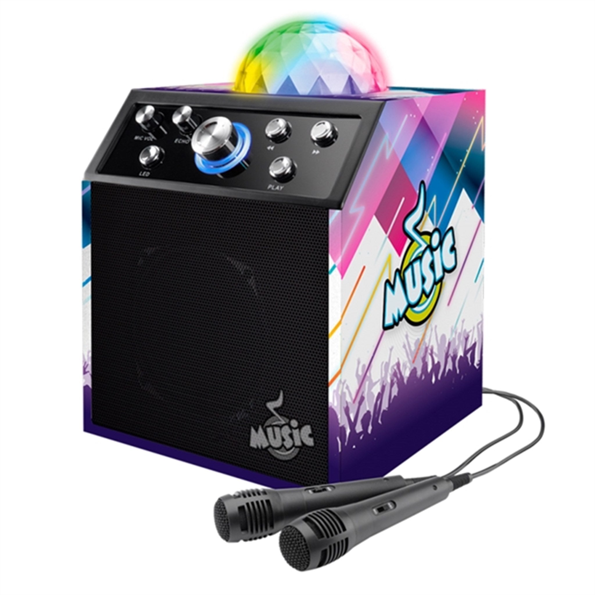 Music Karaoke Disco Cube w/2 Mics