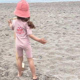 Petit Crabe Rose Nude Noe Frog Sunsuit with Zipper