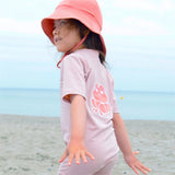 Petit Crabe Rose Nude Noe Frog Sunsuit with Zipper