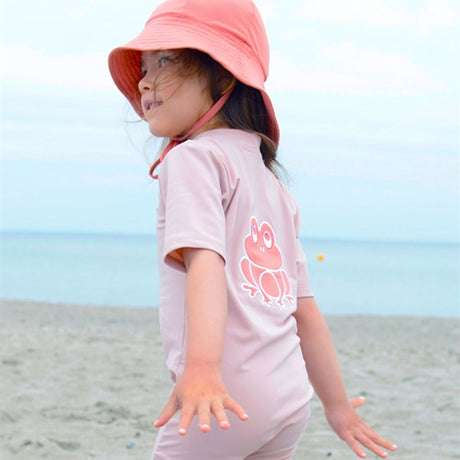 Petit Crabe Rose Nude Noe Frog Sunsuit with Zipper