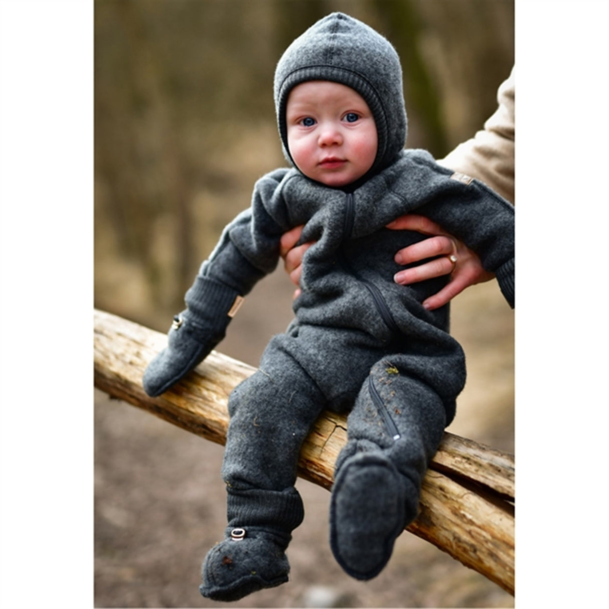 Mikk-Line Wool Baby Suit Anthracite Melange