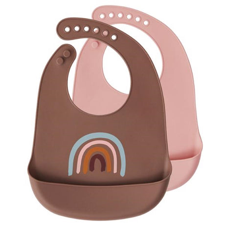 OYOY Bib Leopard 2-pack Rainbow Brown