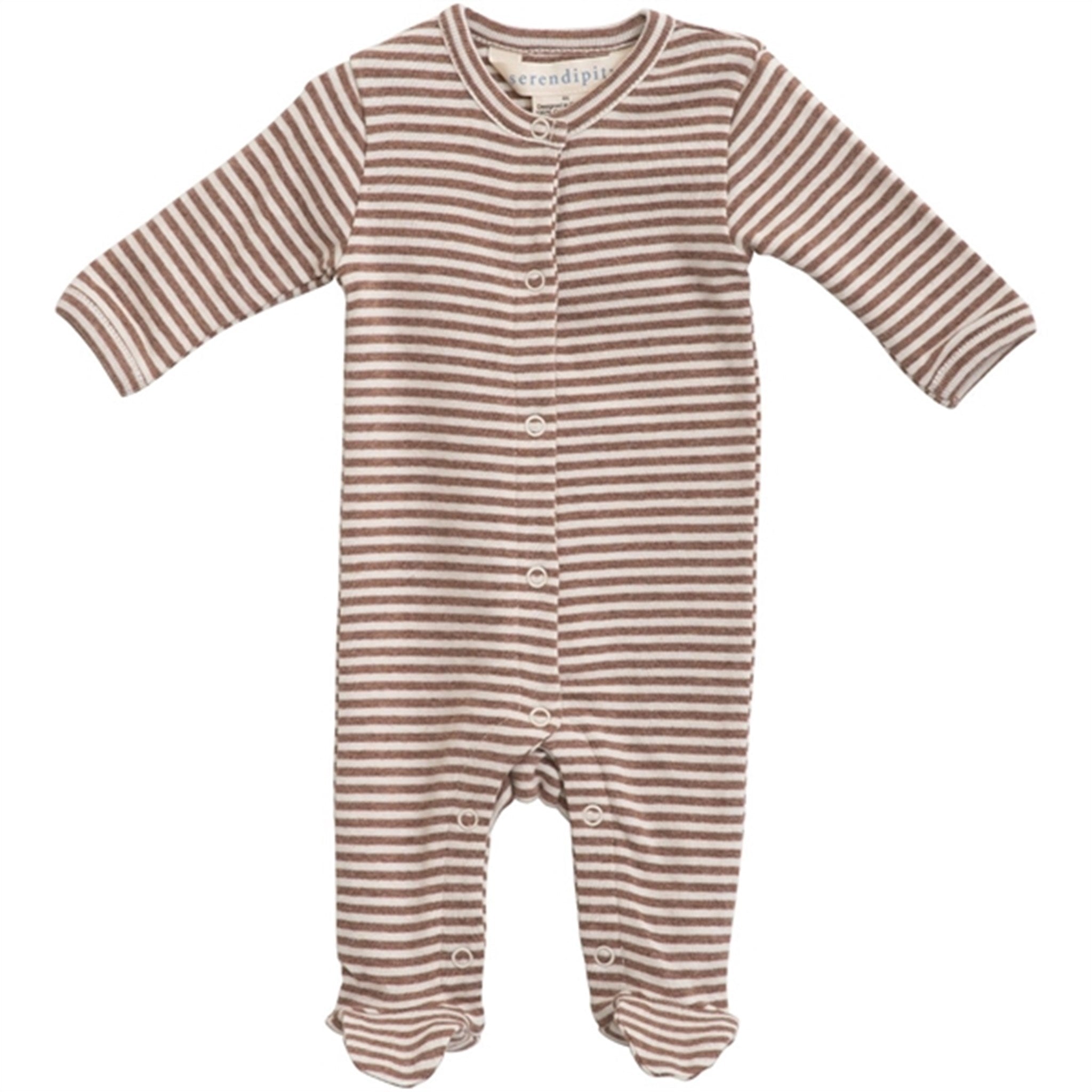 Serendipity Newborn Acorn/Offwhite Stripe Suit w. Feet