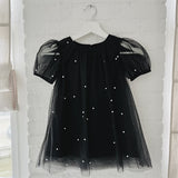 Dolly by Le Petit Tom Pearl Tulle Puff Aline Dress Black 6