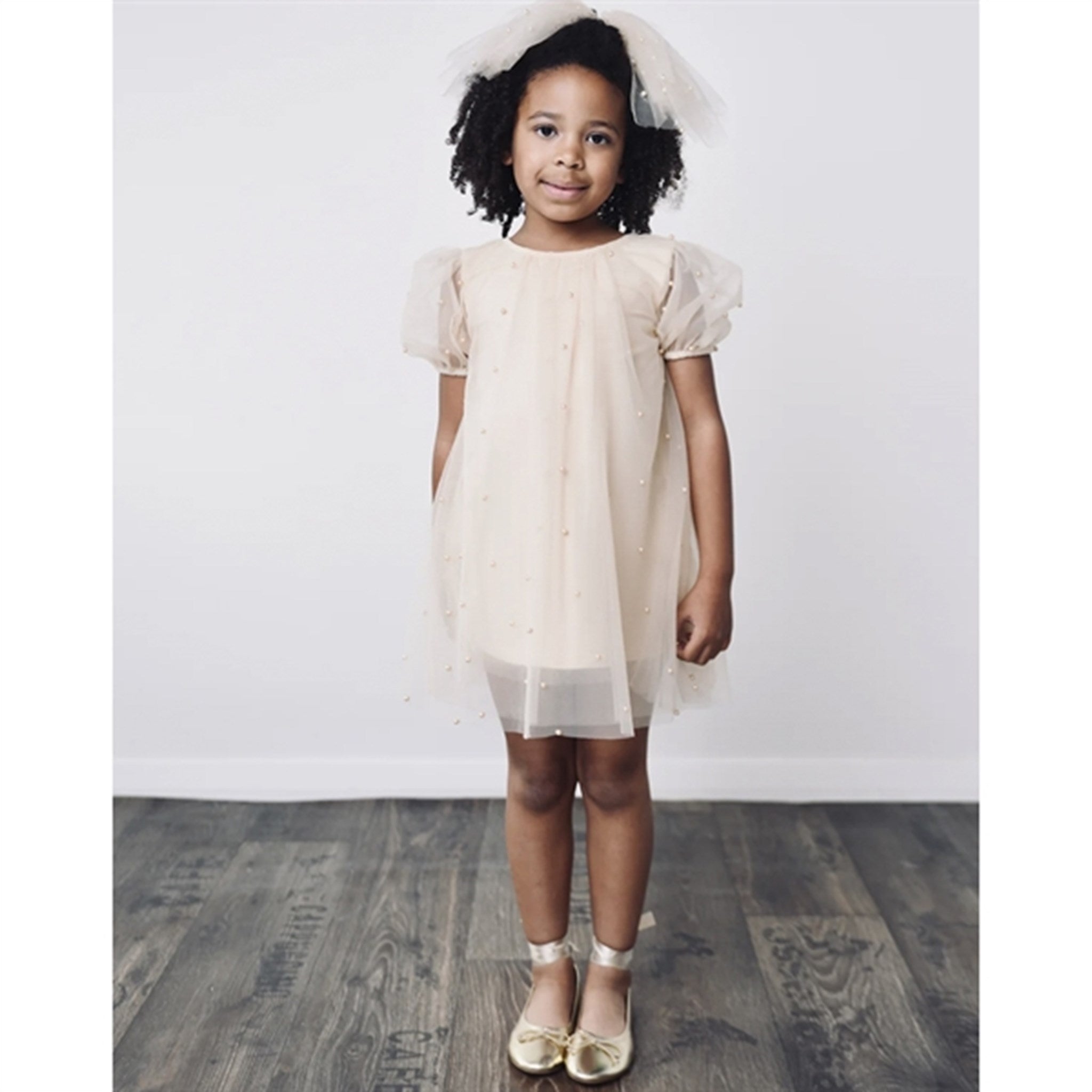 Dolly by Le Petit Tom Pearl Tulle Puff Aline Dress Pearl 3