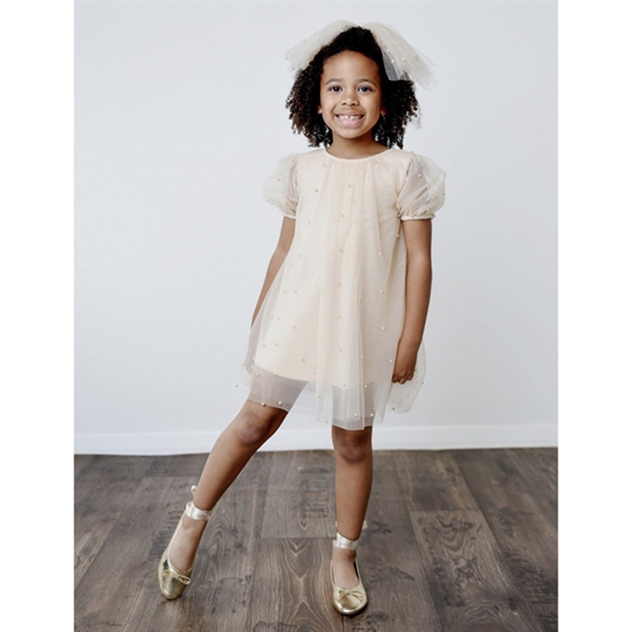 Dolly by Le Petit Tom Pearl Tulle Puff Aline Dress Pearl 4