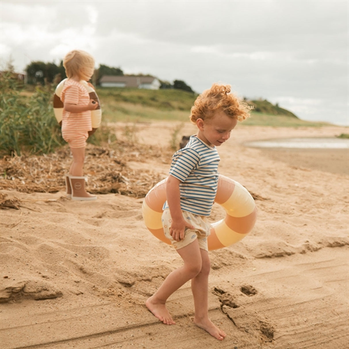 Petit Piao Dark Peach Striped T-shirt Baggy 5