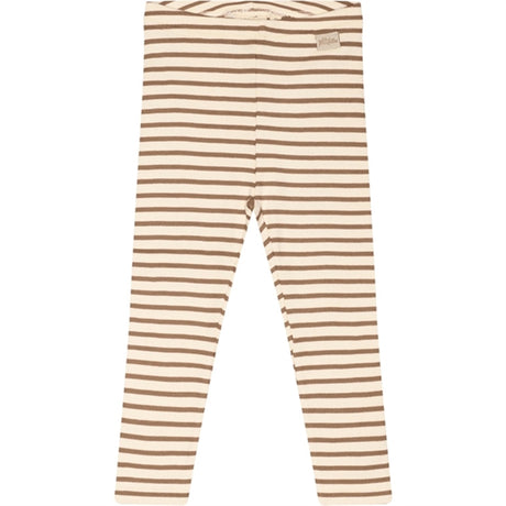 Petit Piao® Walnut Brown/Off White Leggings Modal Striped