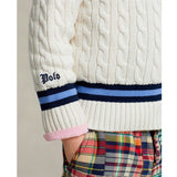 Polo Ralph Lauren Cricket Knitted Sweater Cream White/Navy Stripes 3
