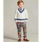 Polo Ralph Lauren Cricket Knitted Sweater Cream White/Navy Stripes 4