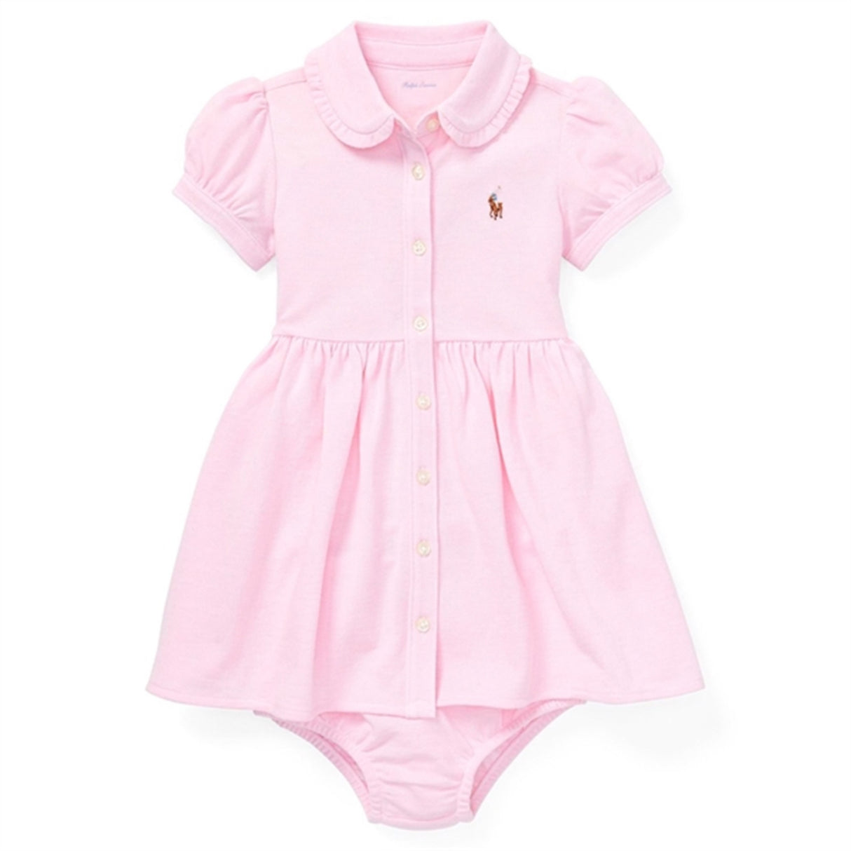 Ralph Lauren Baby Solid Oxford Dress & Bloomers Carmel Pink 2