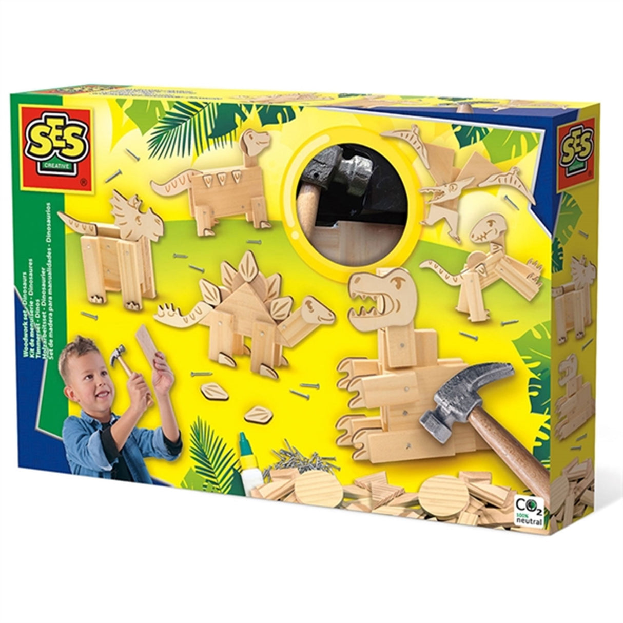 SES Creative Construction set Wood - Dinosaurs