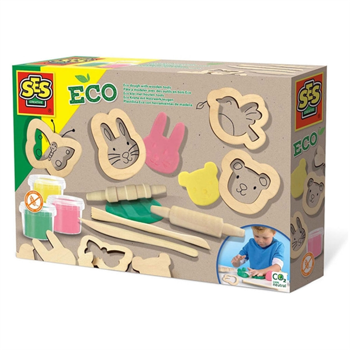 SES Creative Eco Play Dough With Wooden Tools