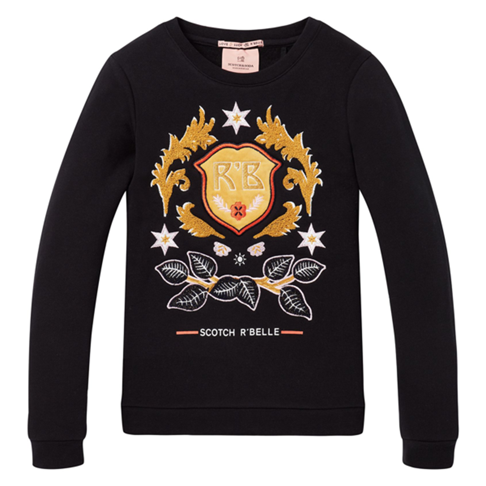 Scotch & Soda Crew Neck Sweat with Worked Out Chest Work