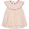 Copenhagen Colors Dusty Rose W Cream Stripe Seersucker Dress w. Hearts