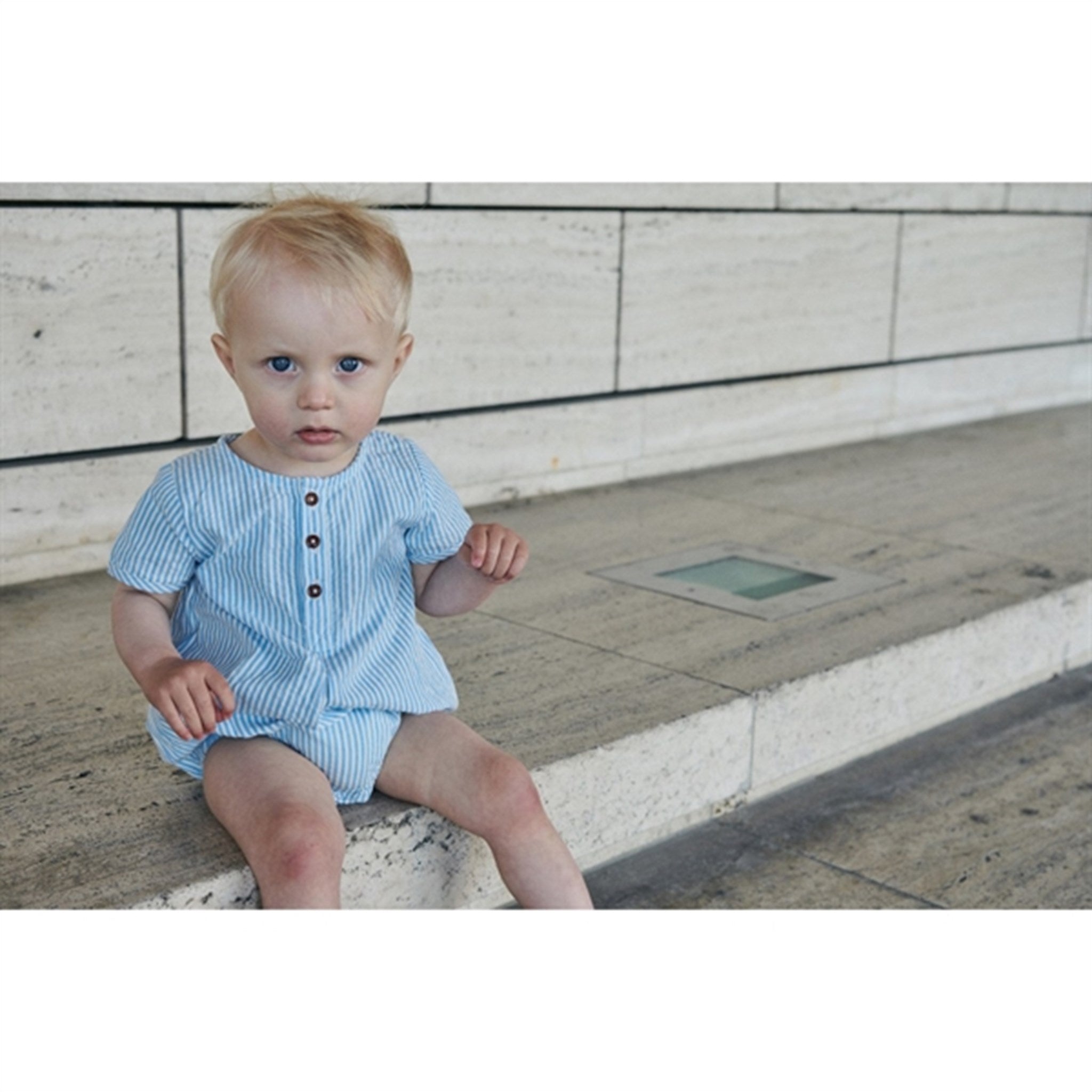 Buy Copenhagen Colors Sky Blue W Cream Stripe Seersucker Romper m