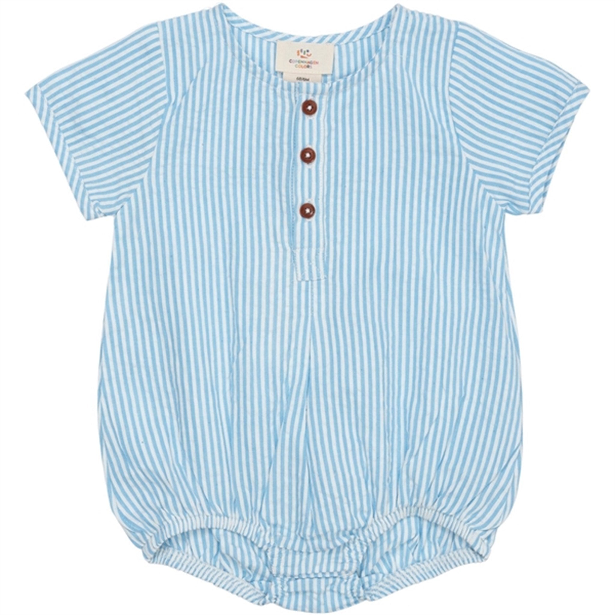 Buy Copenhagen Colors Sky Blue W Cream Stripe Seersucker Romper m