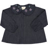 Copenhagen Colors Dk Denim Blue Denim Blouse w. Embroidery