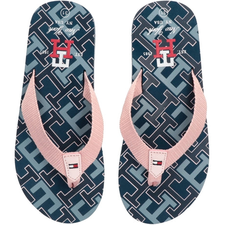Tommy Hilfiger Logo Flip Flop Blue/Pink 2
