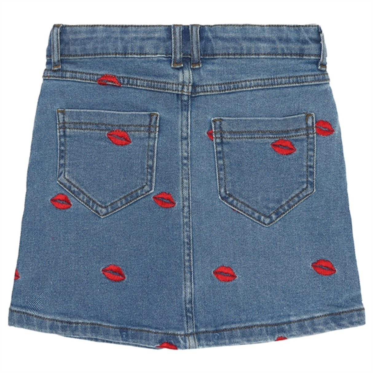 The New Medium blue Lips Denim Skirt 5