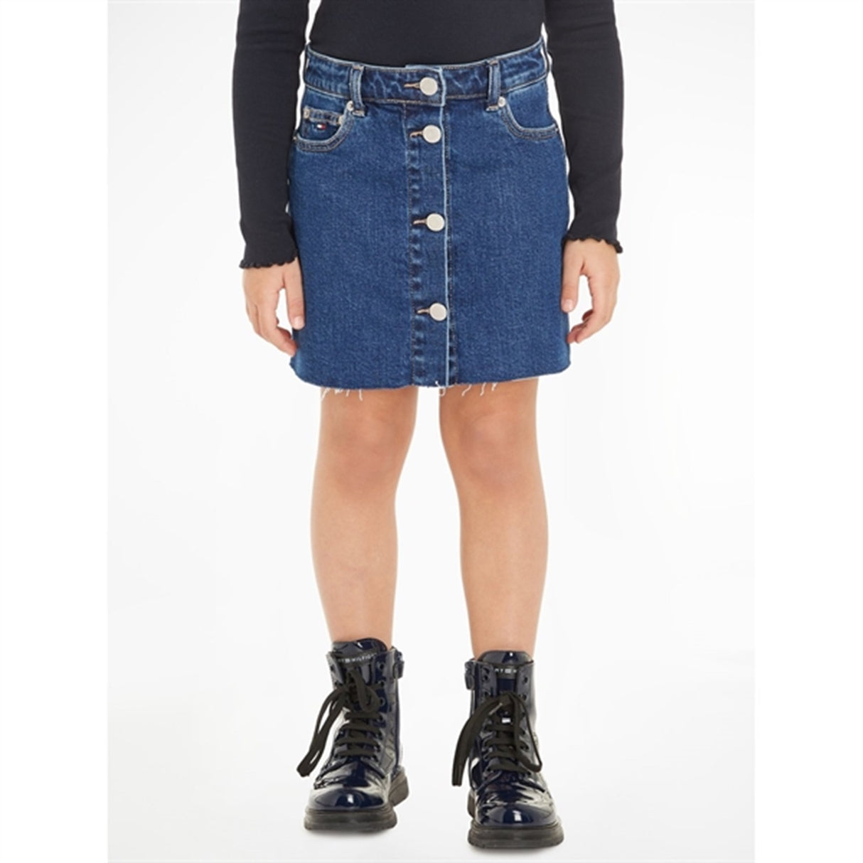 Tommy Hilfiger Denim Button Through Skirt Midblueclean 4