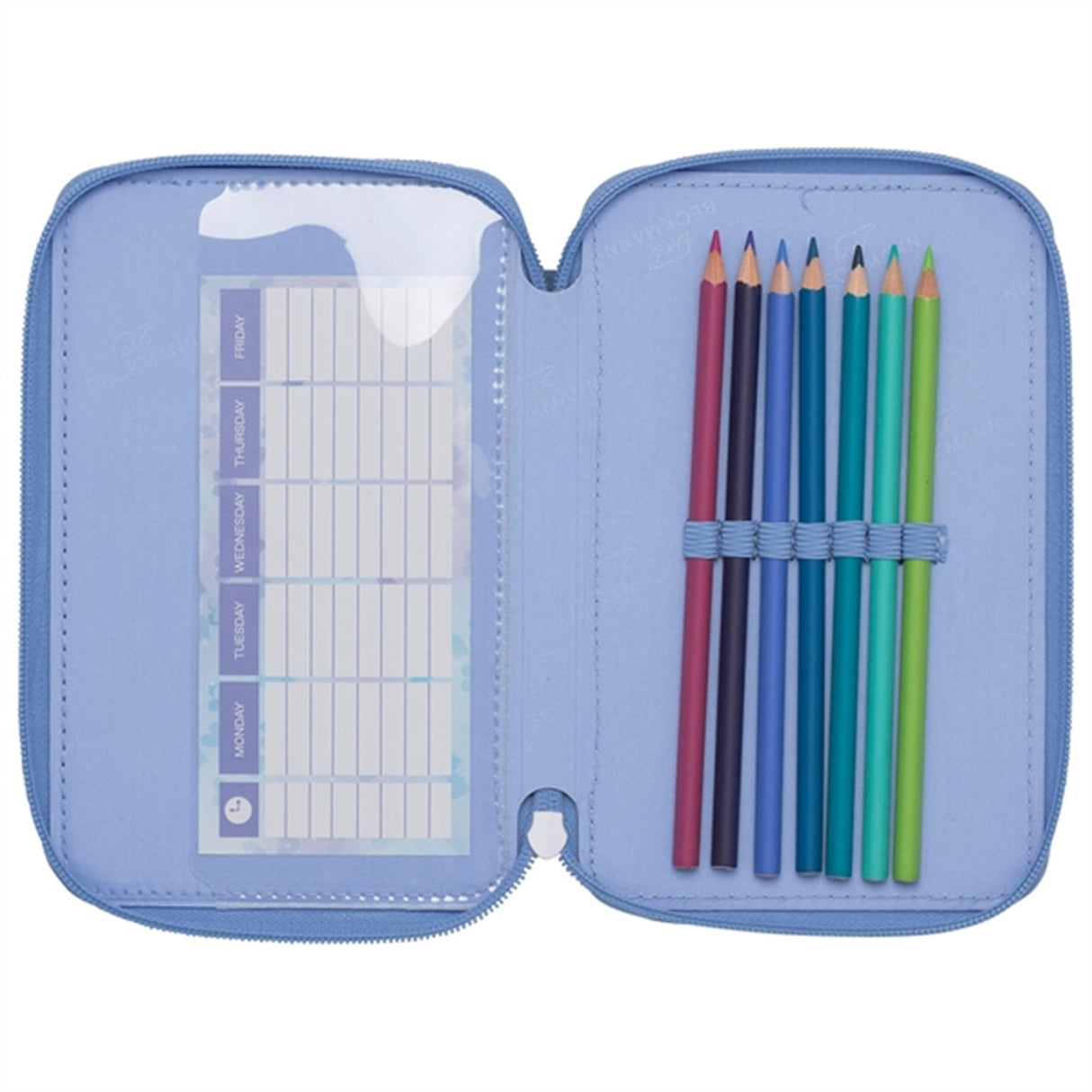 Beckmann Three Section Pencil Case Unicorn Princess Ice Blue 2