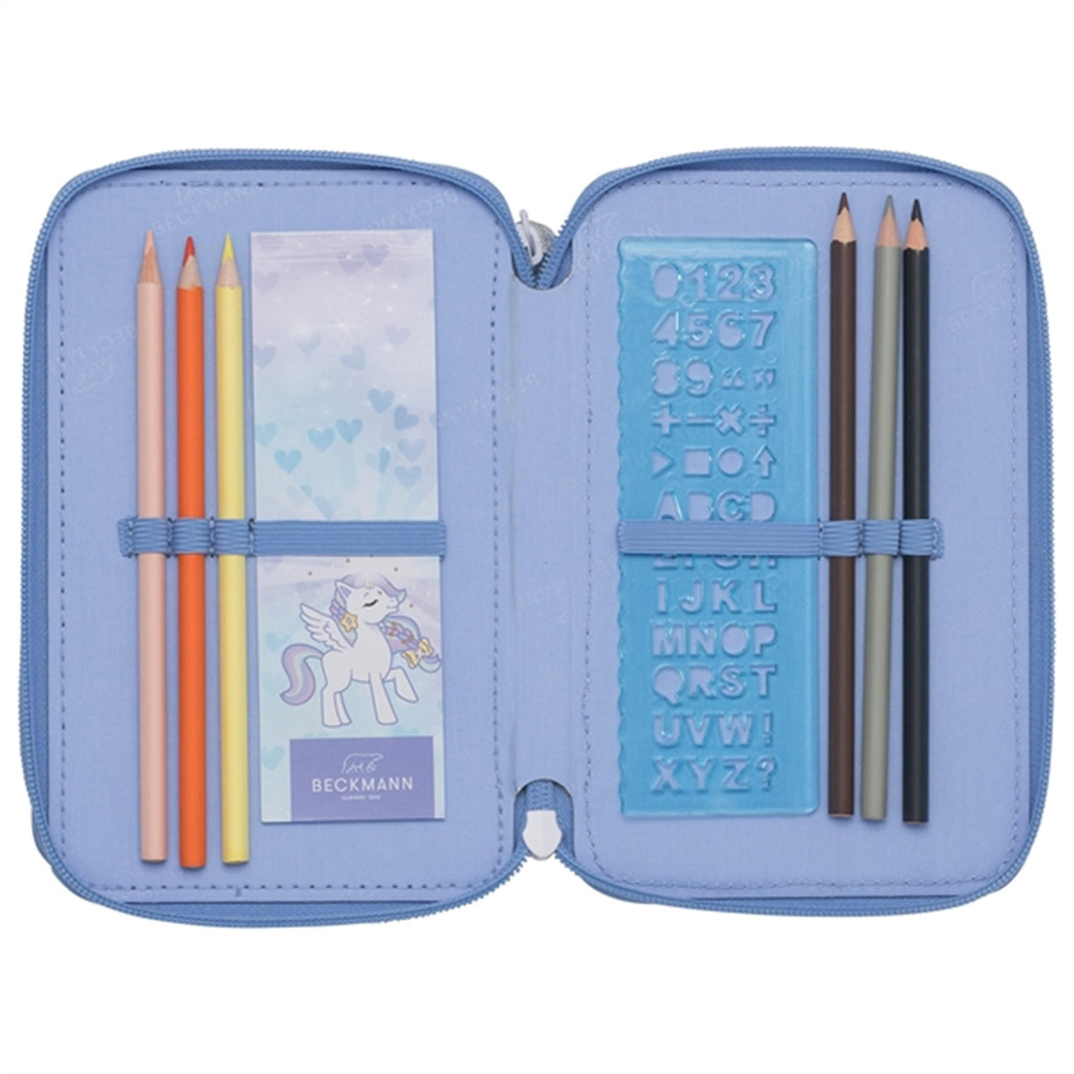 Beckmann Three Section Pencil Case Unicorn Princess Ice Blue 4