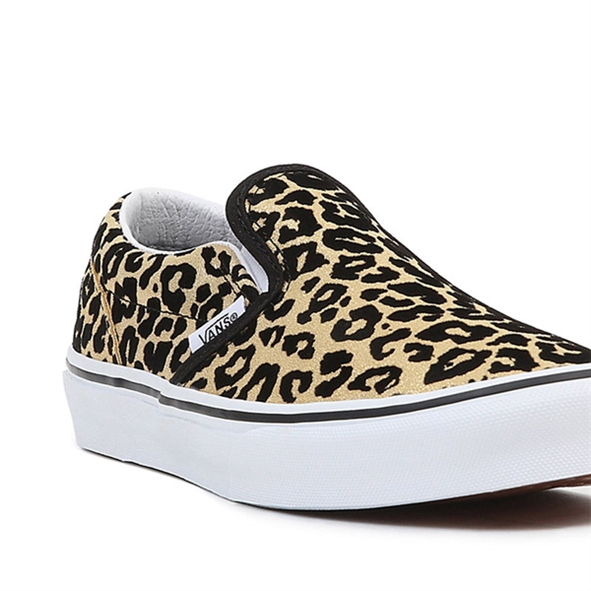 VANS JN Classic Slip-On Sneakers Flocked Leopard Black/True White 5