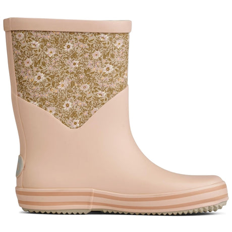 Wheat Rubber Boots Juno Pale Lilac Flowers 2