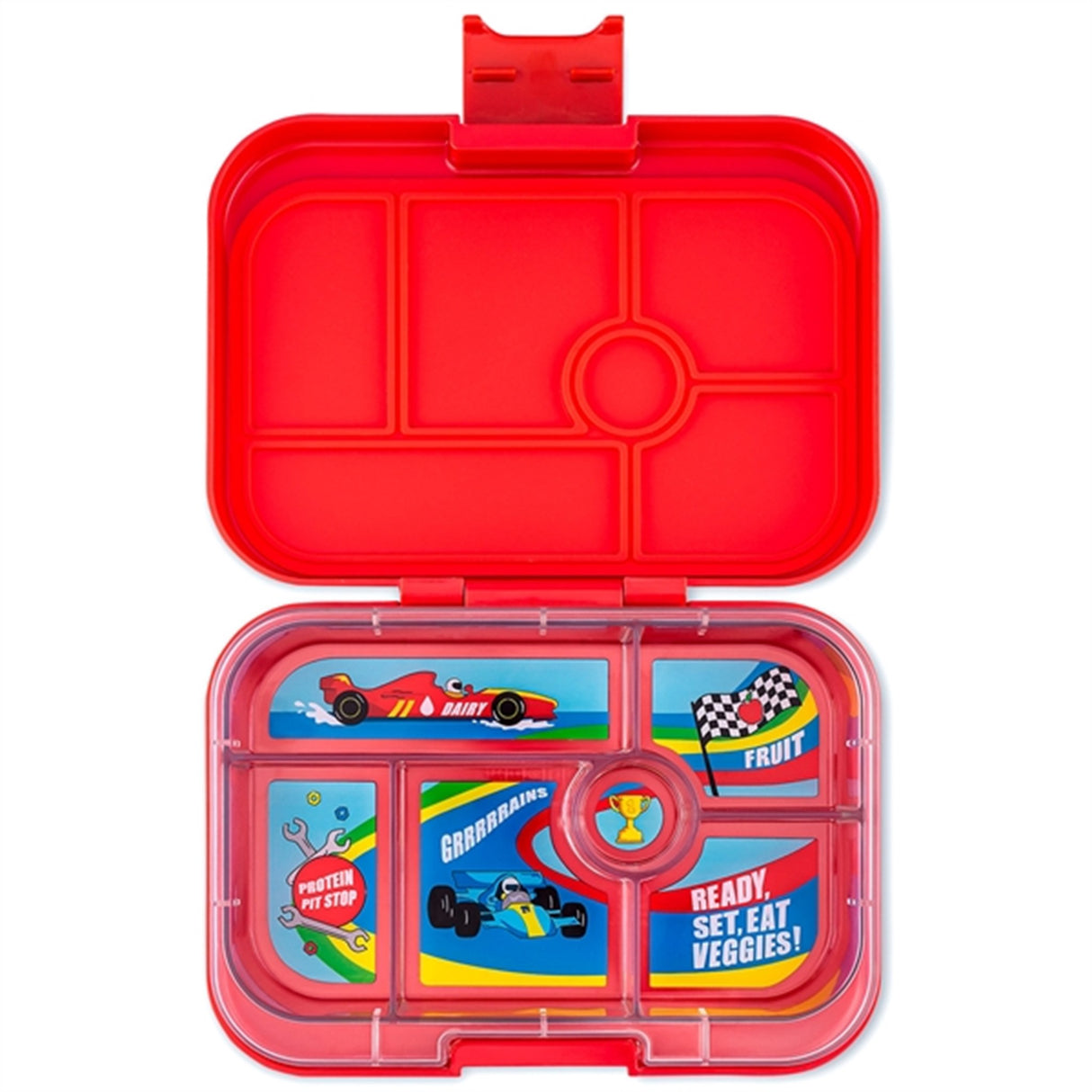 Yumbox Original 6 Rum Lunchbox Roar Red Race Cars