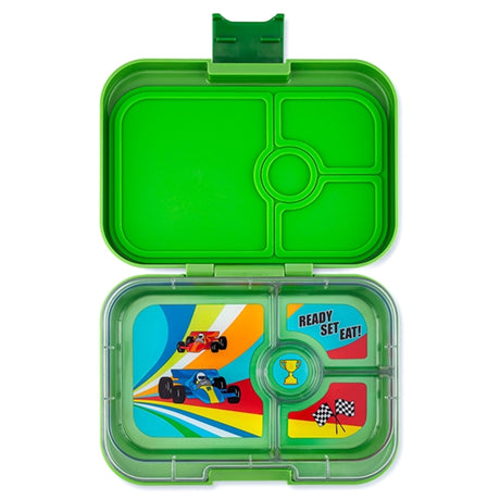 Yumbox Panino Lunchbox 4 Sections Matcha Green Race Cars